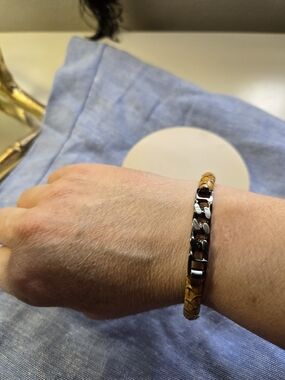 Brown Leather Chain Bracelet